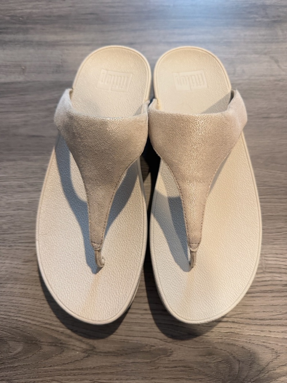 Fitflop Women's Light Beige Suede Thong Sandals